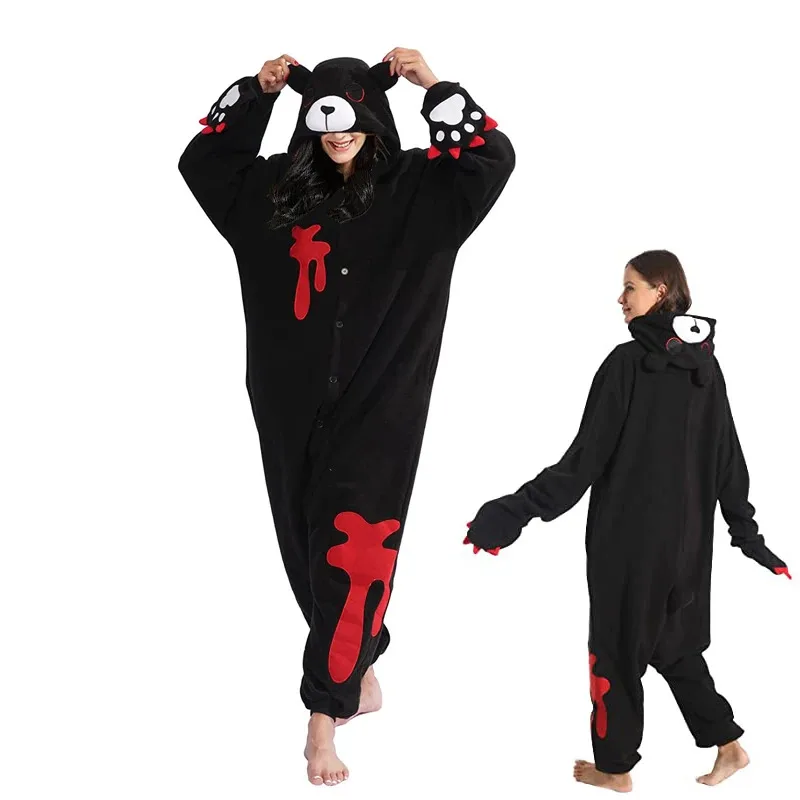 

2025 yiyi Men's Black Bear Onesie Animal Cosplay Pink Adult Woman Pajamas Cartoon Overall Winter Jumpsuit Loungewear Raccoon Kig