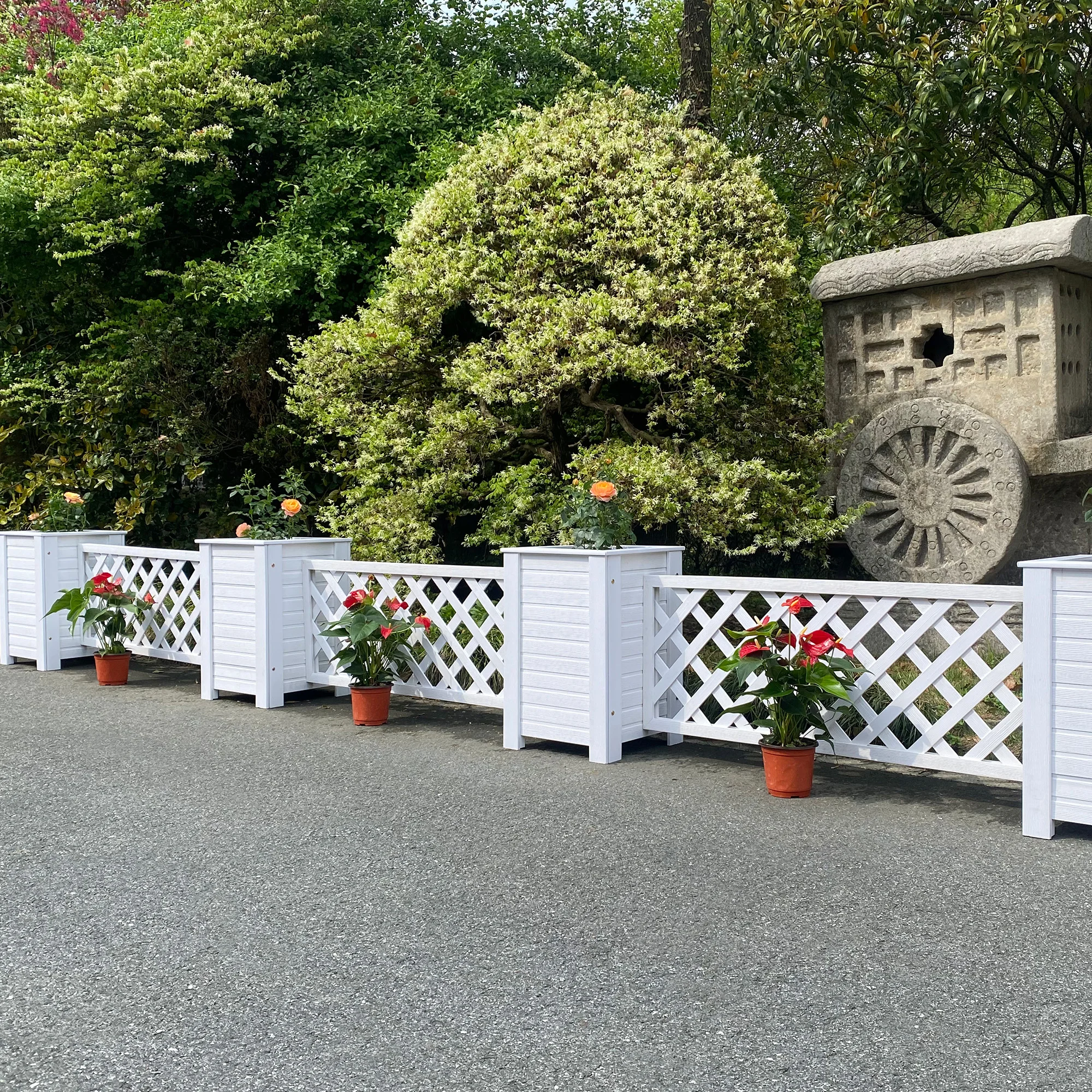 Anti-corrosive plastic wood flower box flower pot courtyard fence fence fence partition outdoor outdoor municipal road guardrail