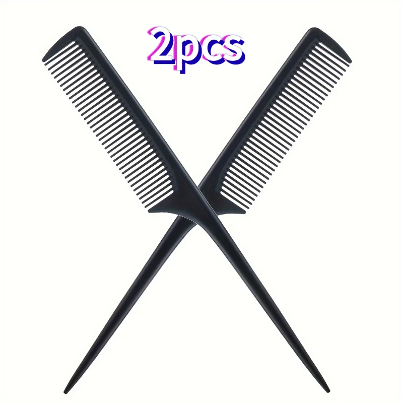 2 Packaged Hair Comb, Black Styling Comb, Plastic Anti-Static Heat-Resistant Universal Hair Comb, Unisex Fine-Tooth and Wide-Too