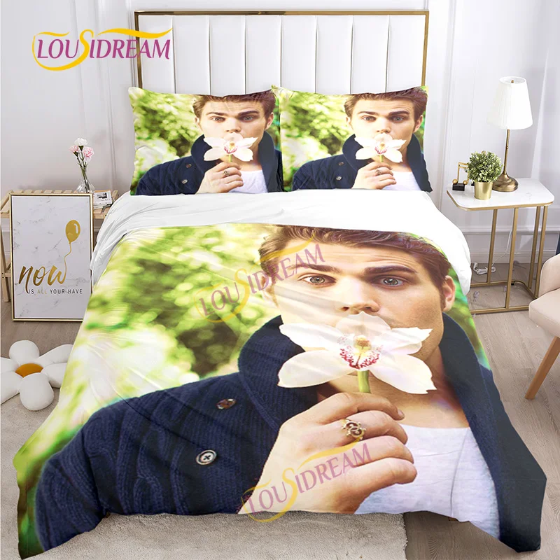 Imagem -04 - Vampiro Diários Conjunto de Cama Personalidade Ventilador Paul Wesley Colcha Case Travesseiro Conjunto Cama Família Fronha Folha o