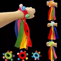 Jingle Ribbon Bells Bracelet Wrist Tambourine Fastener Tape Percussion Musical Toy Party Children's Ance Stage Performance