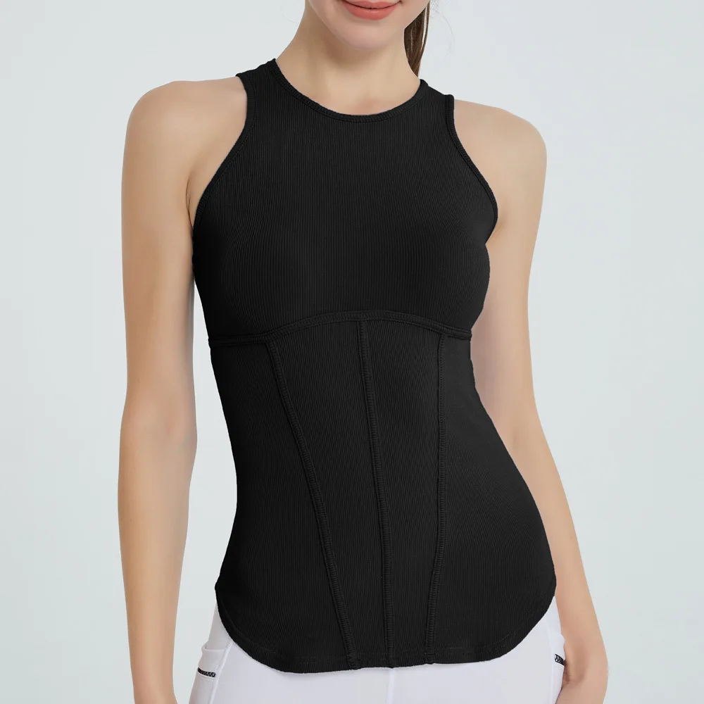 

Women Fitness Running T-shirt Sleeveless Breathable Screw ThreQuick Dry Moisture Sweat Wicking Workout GYM Sports Yoga Top Tee