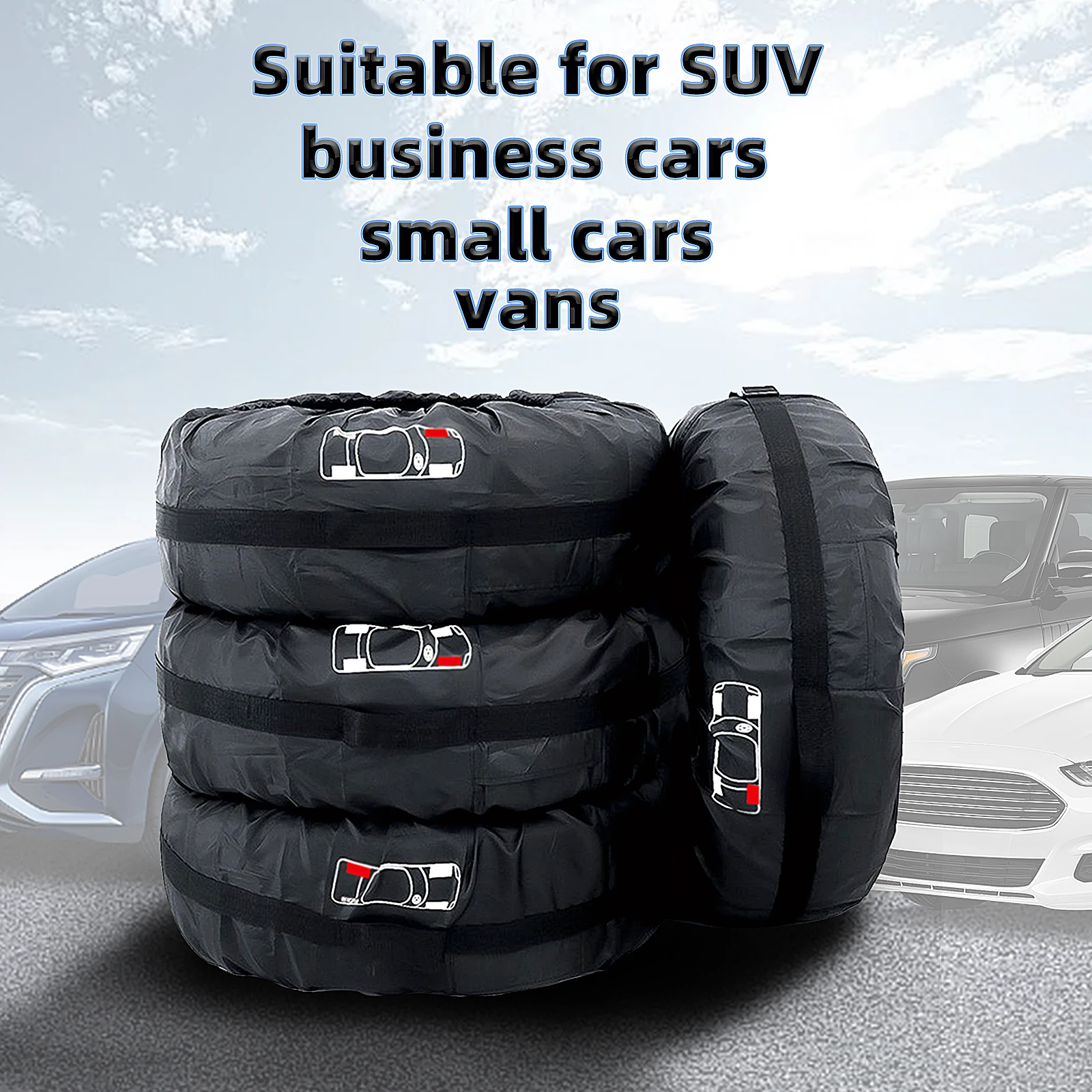 4 Stück/Set Auto-Ersatzreifenabdeckung Staubdichte Schutzhülle Auto-Rad-Reifen-Aufbewahrungstaschen Auto-Styling Fahrzeugreifen-Zubehör – Detail 6