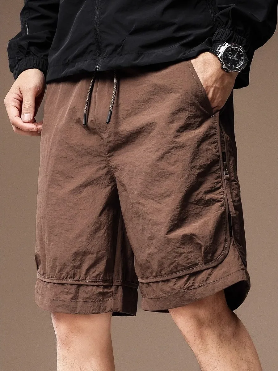 

Summer Men's Casual Outdoor Workwear Shorts Side Zipper Loose plus Size Quick Dry Color Five-Quarter Length Thin Pants