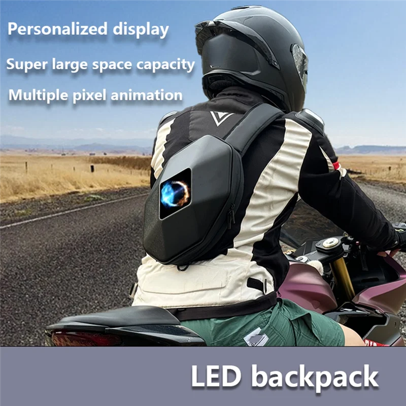 

AR-Motorcycle Shoulder Bag LED Lights Bluetooth DIY Carbon Fiber Motorcycle Riding Bag Full Helmet Sports Waterproof Bag