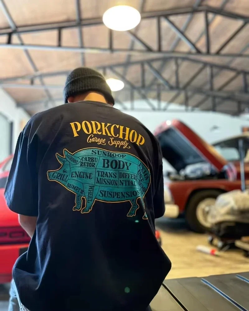 

PORKCHOP T-shirt Men's and Women's Skateboard T-shirt Short-sleeved Streetwear Harajuku Men's T-shirt Y2k Hot-selling New Brand
