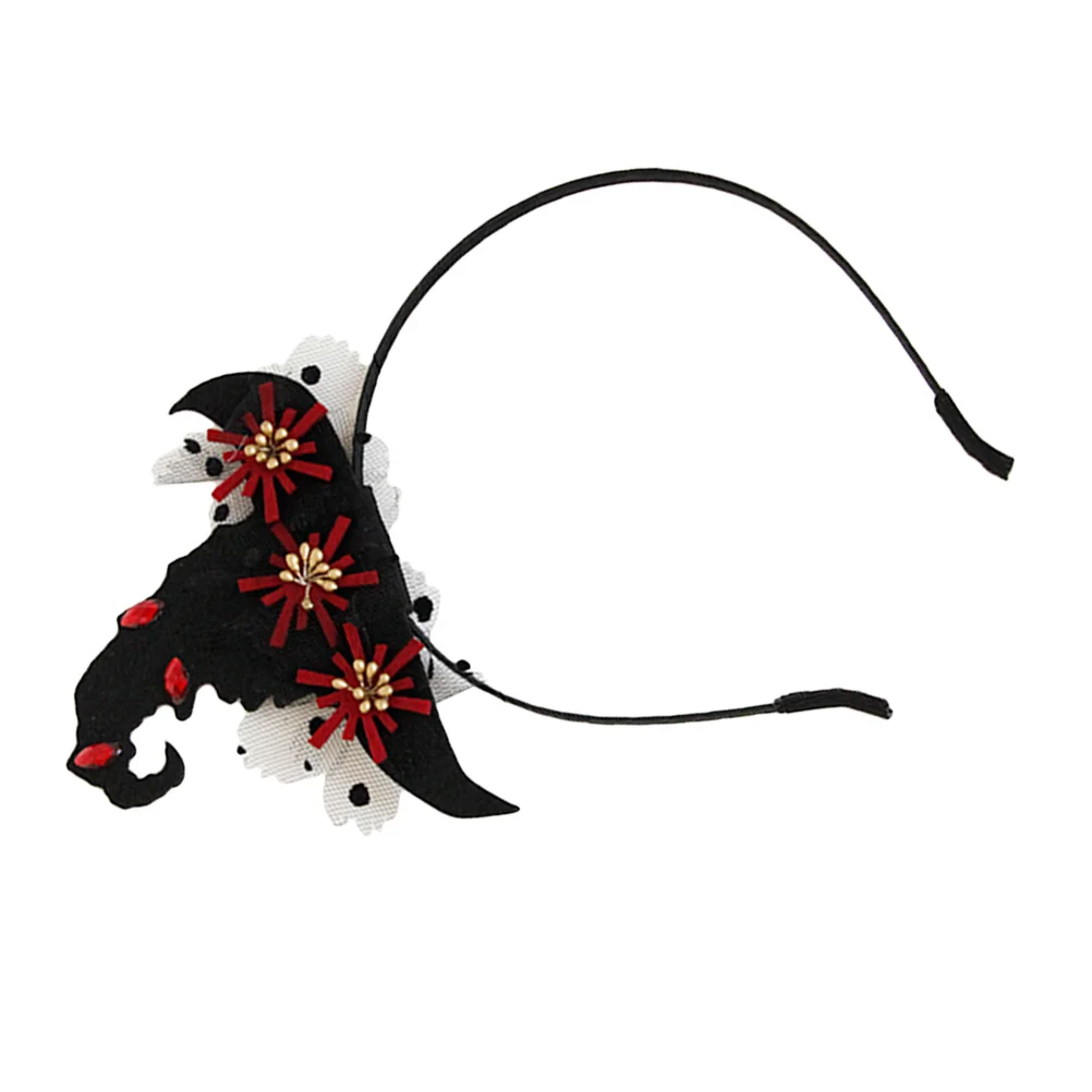 

Witch Headband Halloween Headdress Synthetic Crystal Fabric Iron Hoop Adjustable Size Comfortable Wear Eye catching Parties
