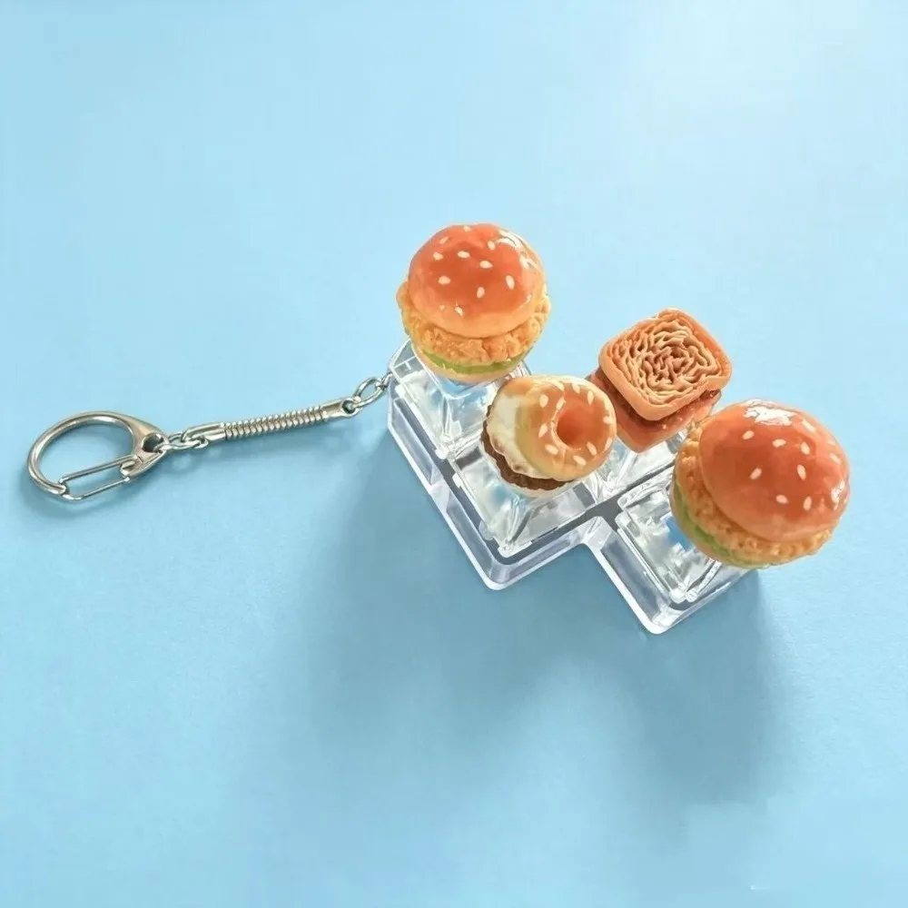 Cute Glow Design Decompression Button Transparent Dual-Tone Burger Sandwich Mini Keyboard Pendant Luminous Simulation Keyboard