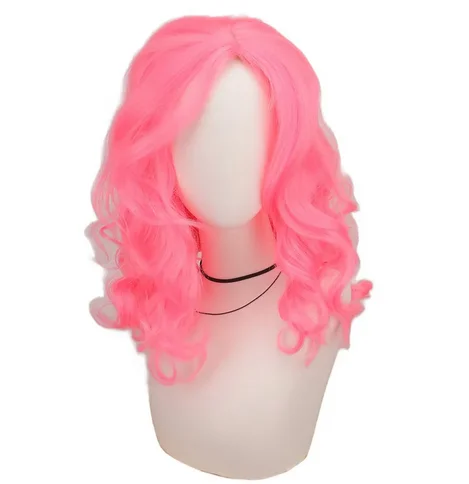 Wig sintetis pria Halloween kostum merah muda keriting Wig Bridget 4 orang Anime