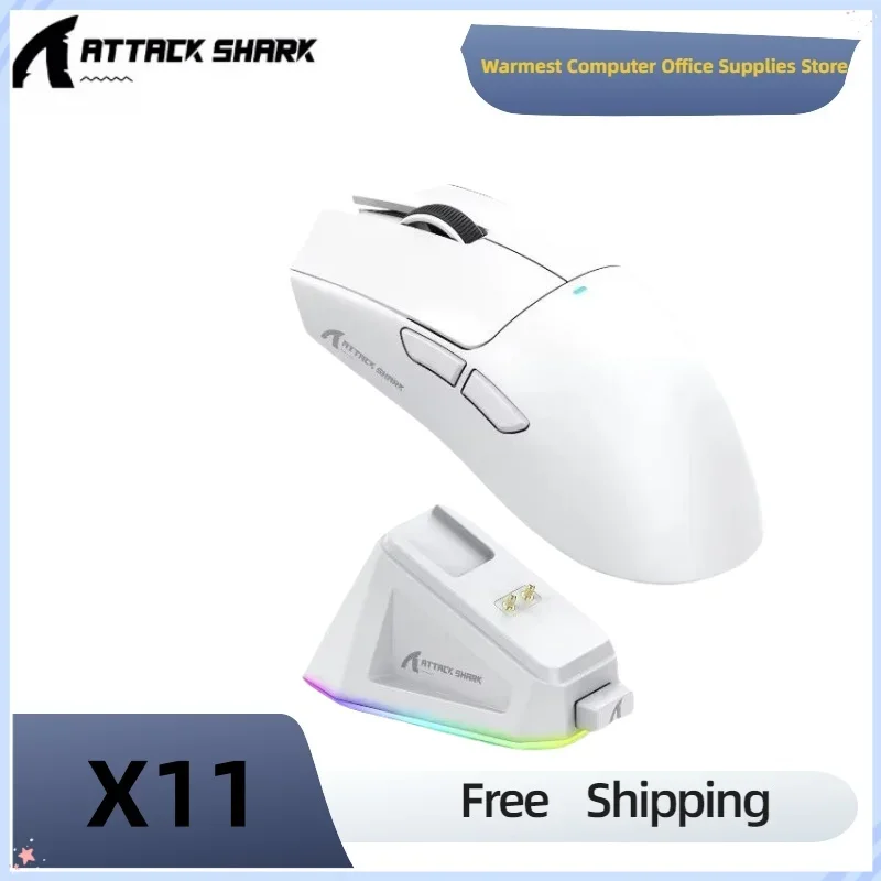 Attack Shark X11 Lightweight Wireless Gaming Mouse Magnetic Charging Dock PAW3311 Optical Sensor 22000 DPI Optical Mouse