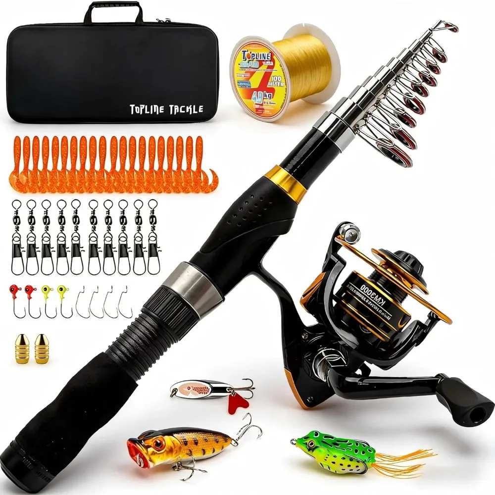 

Collapsible Telescopic Fishing Rod and Spinning Reel Combo Portable Saltwater Freshwater Pole Kit Ideal Gift