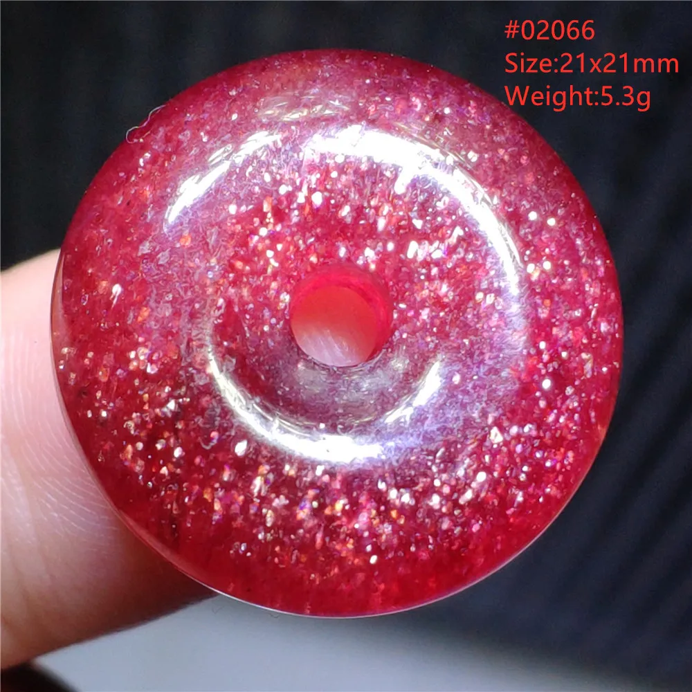 Natural Red Strawberry Quartz Donut Women Pendant Jewelry Beads Strawberry Quartz Necklace Clear Heart Love Jewelry AAAAAA