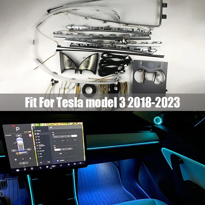 Ambient Light Suitable for Tesla Model 3 Model Y 2021 2022 2023 Laser Engraving Decorate Inter Lamp Atmosphere Lights