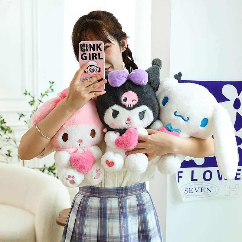 

Плюшевые игрушки Sanrio My Melody Plushies Kuromi Cinnamonroll Hearts Series 35-65 см, мягкие плюшевые куклы Kawaii, мягкие плюшевые рождественские подарки