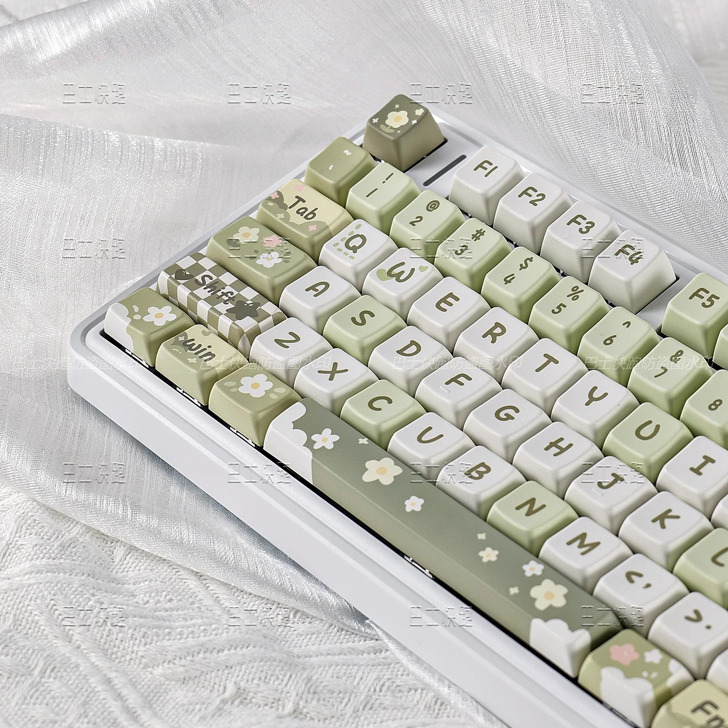 Imagem -02 - Leite Verde Pbt Sublimação Conjunto Completo Primavera Flor Keycaps Mda Verão Gmk67 F75 Hi75 Vgn S99 138 Chaves