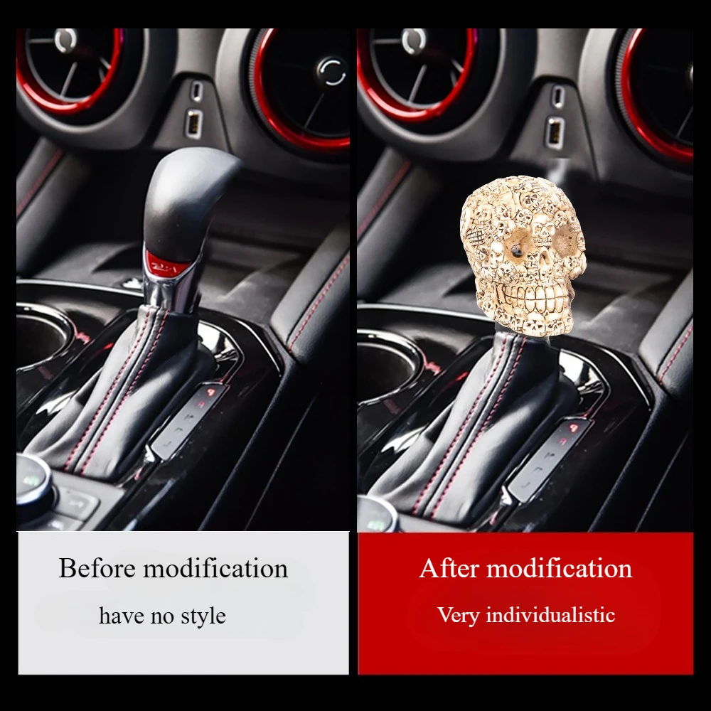 مقبض ناقل الحركة العالمي لجمجمة الهالوين - ملحق تعديل السيارة القوطية الرائعة من مادة الراتنج #3