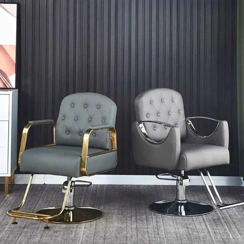 Barbershop Hairdressing Chair Retractable Swivel Adjustable Chair Leather Barber Chair
