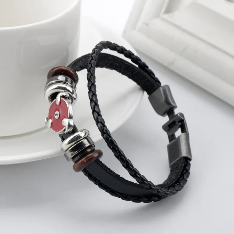 Anime Accessories One Piece Naruto Attack the Giant Woven Cowhide Bracelet Multilayer Buckle Ring Birthday Gift
