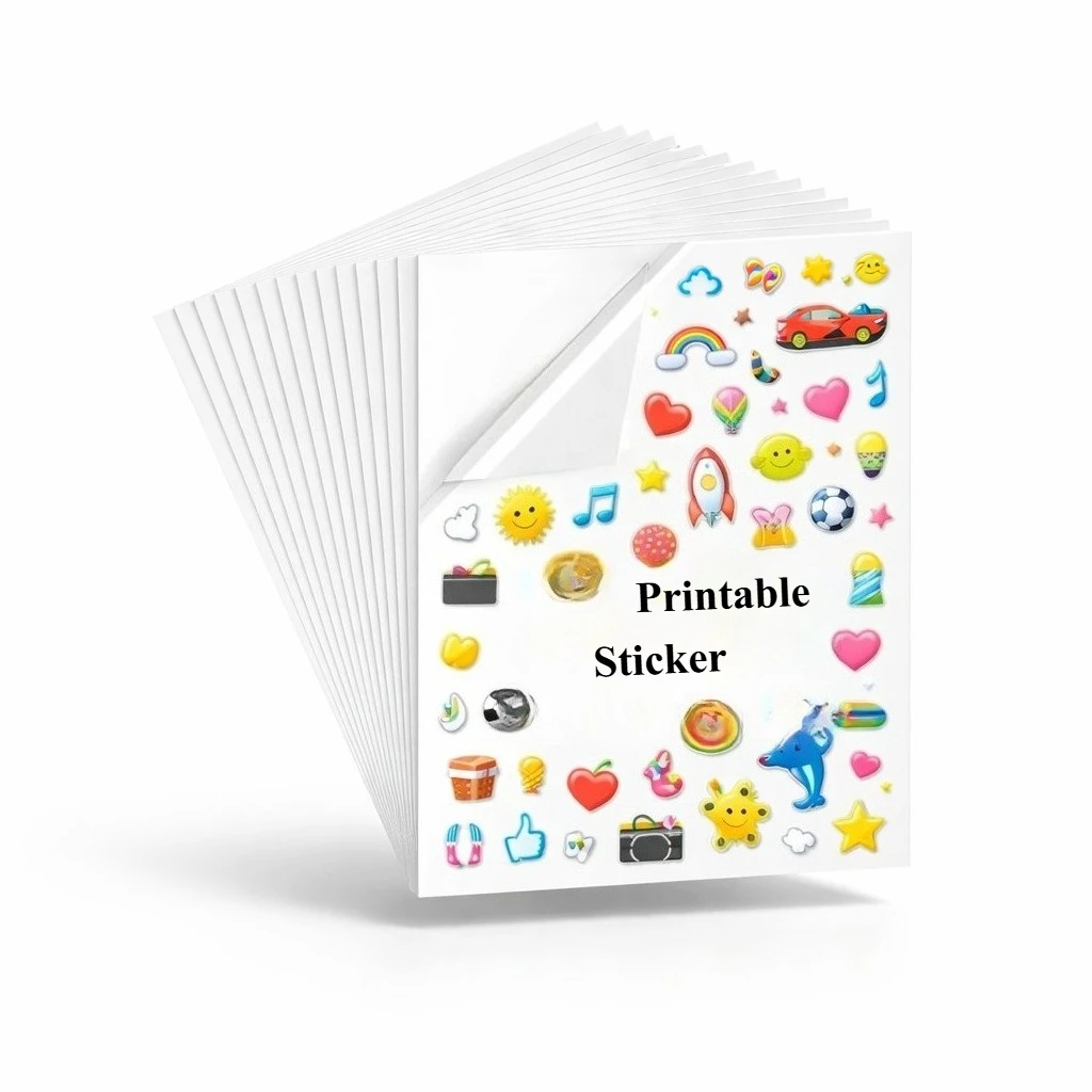 20 Sheets A4 Matte White/Transparent Printable Sticker Paper for Inkjet Printers– Self-Adhesive Label Paper for DIY Crafts