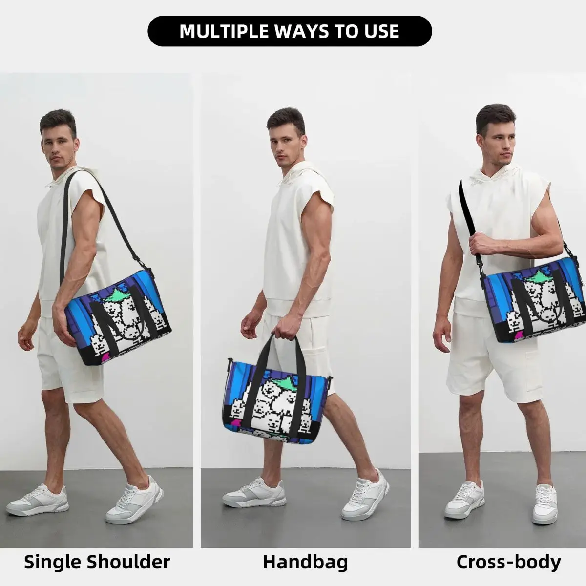 

Undertale Annoying Dog Video Game Cute Beach Travel Bag Large Capacity Tote Bag for Gym Sport Women Shopping Duffle Shoulder Bag