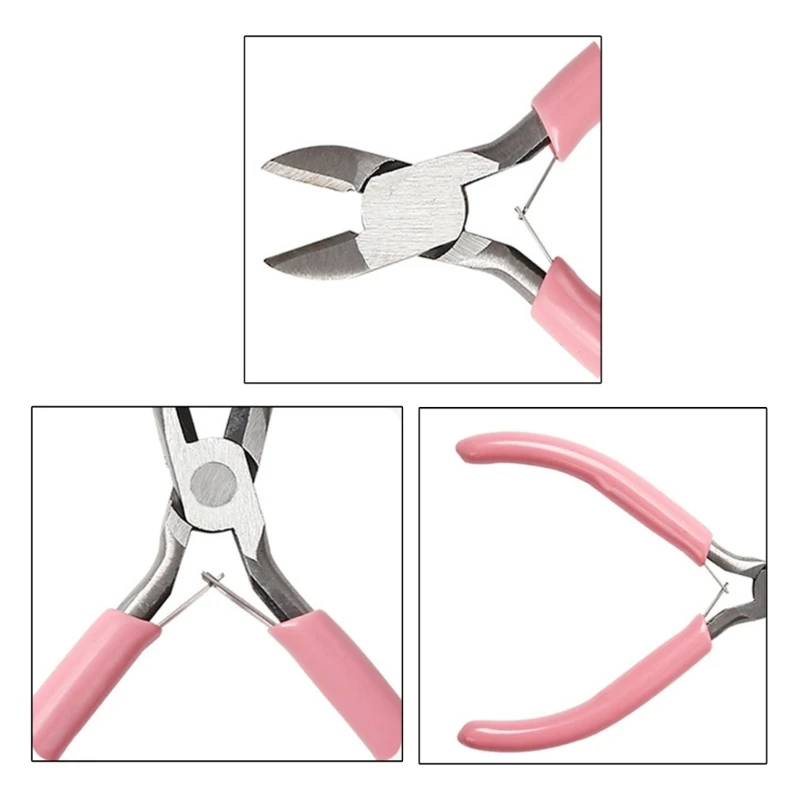 3 in 1 Jewelry Pliers Set Includes Diagonal/Round Nose Pliers/Needle-nose Pliers Mini Jewellery Tool for Jewelry Beading N58F