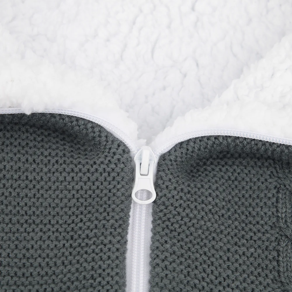 Winter Newborn Sleeping Bags Knitted Plush Lining Blanket for Baby Stroller Thicken Lamb Wool Sleepsack Baby Item Accessories