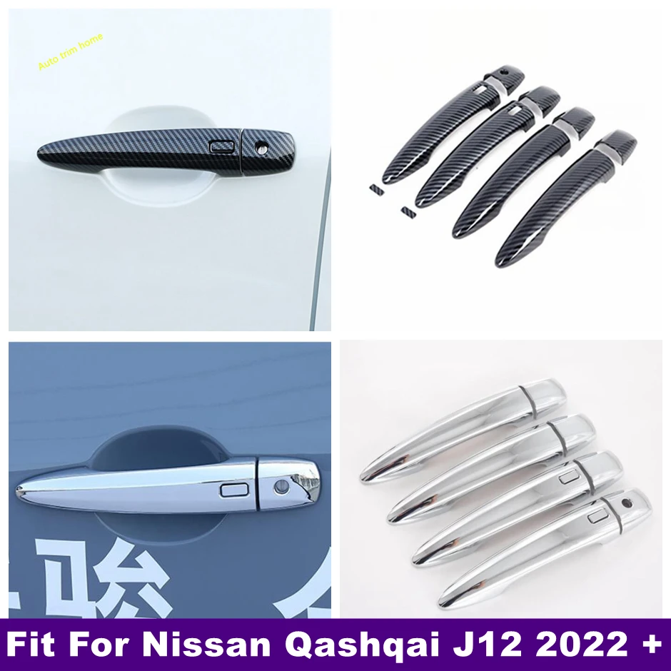 

For Nissan Qashqai J12 2022 2023 2024 Chrome Outside Door Handle Pull Doorknob Catch Protector Caps Cover Trim Car Accessories