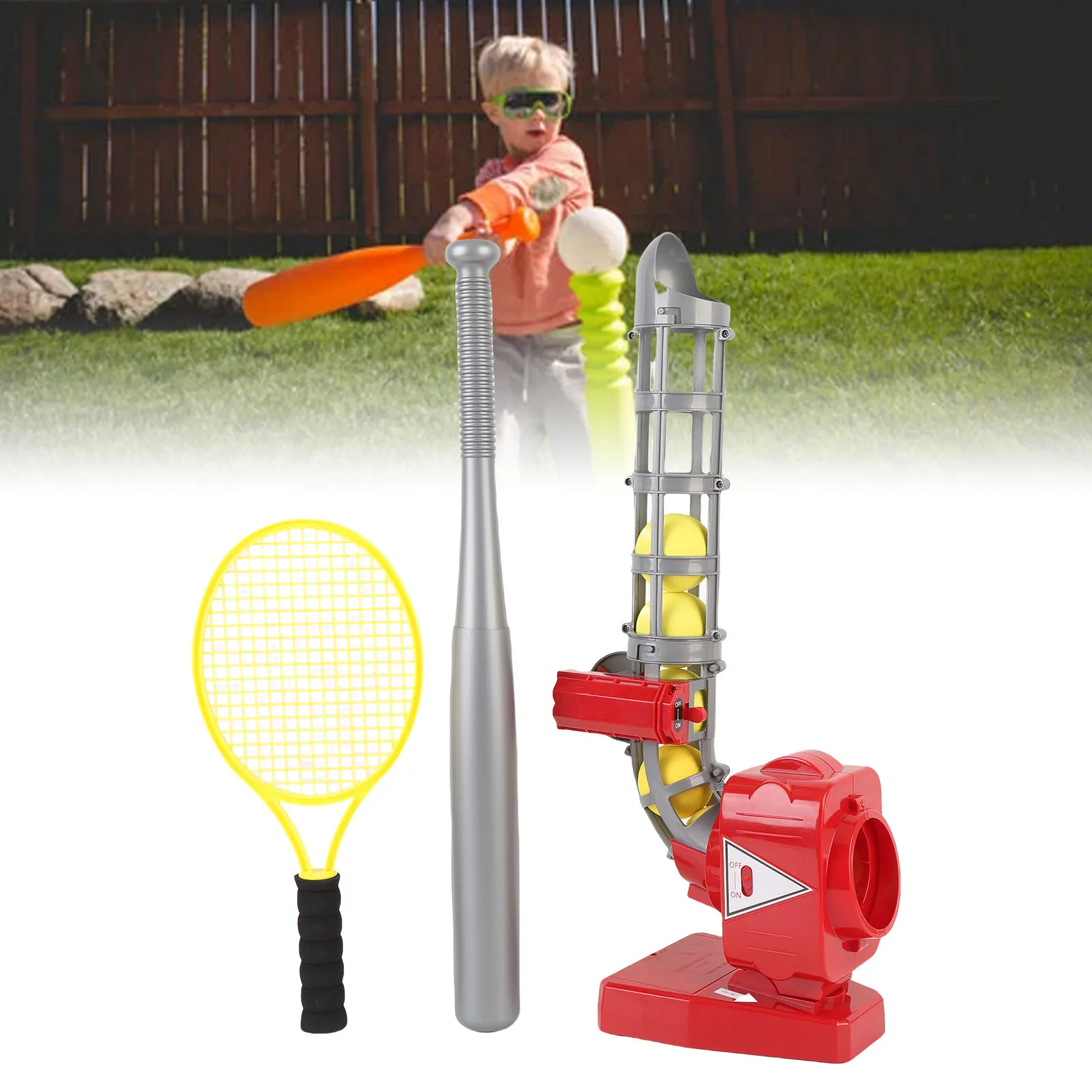 Auto Baseball Pitching Machine EVA Sturdy 2 in 1 Baseball Tennis Pitching Machine Set Educational Multi Functional for Outdoor