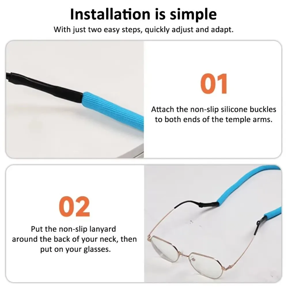 1PC Adjustable Length Floating Glasses Strap Polyester Foam Non-slip Eyewear Retainer Lanyard Durable Foam Floatable Design