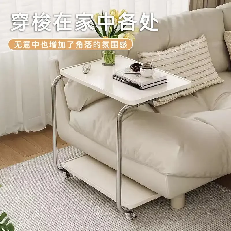 Movable sofa side table with wheel bedroom bedside living room Internet celebrity mini