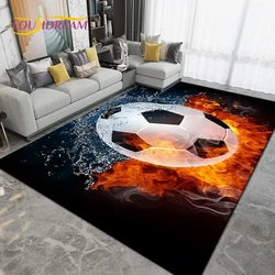 3D Cartoon Colorful Flame Football Area Rug,Carpet Rug for Living Room Bedroom Sofa,Kitchen Bathroom Doormat Non-slip Floor Mat