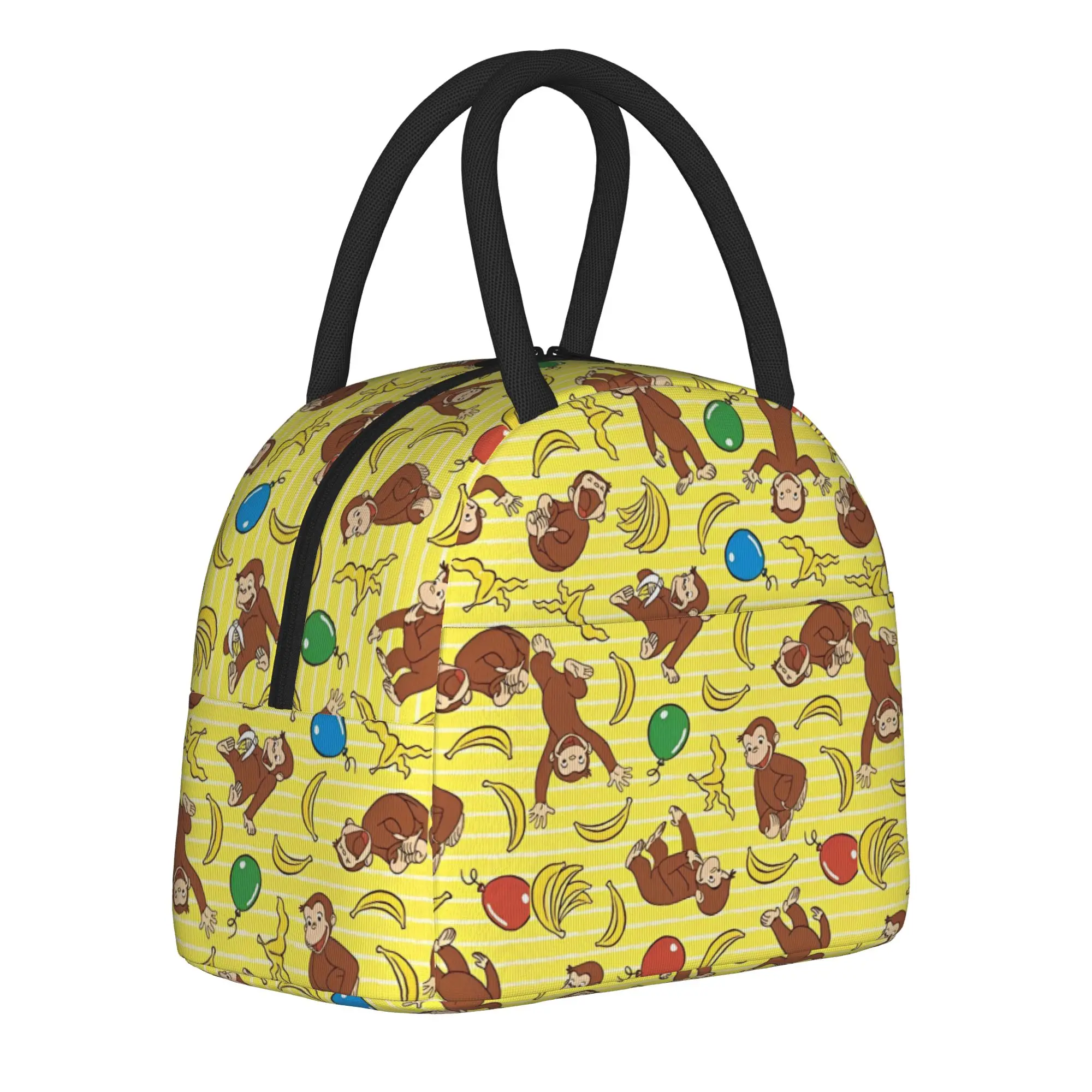 Curious George Banana Cartoon Insulated Lunch Bags Large Monkey Meal Container Cooler Bag Tote Lunch Box Food Bag