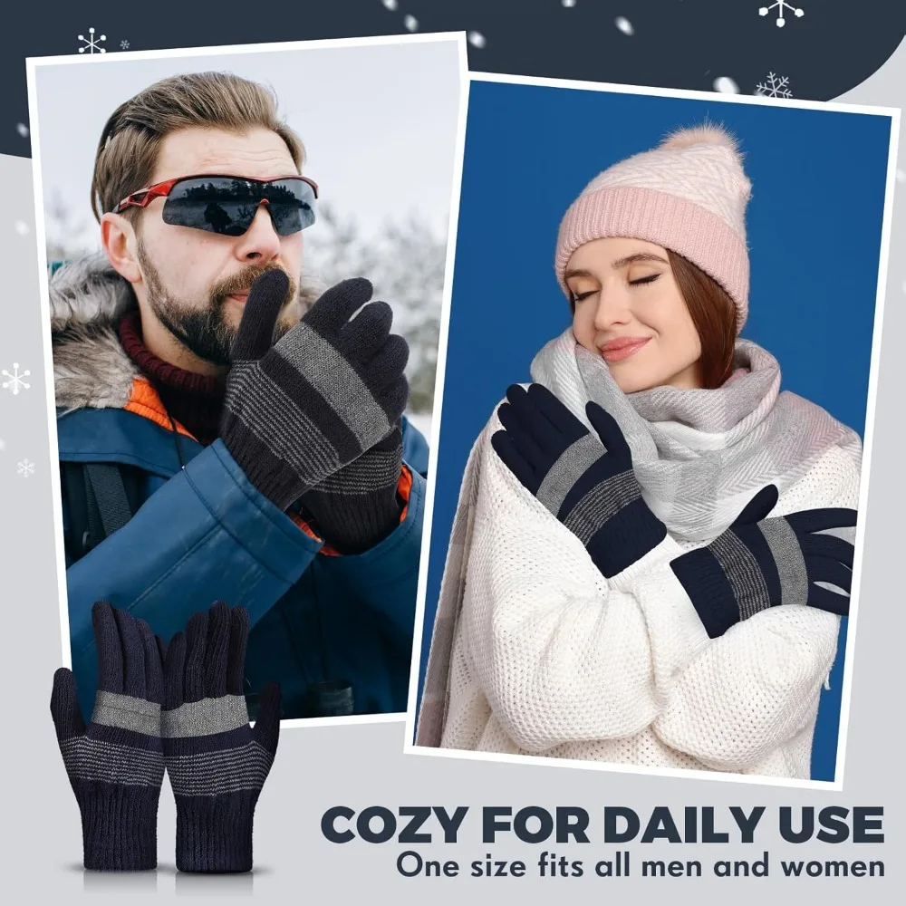 قفازات متماسكة دافئة قابلة للتمدد، أصابع كاملة، قفازات شتوية حرارية للرجال والنساء، أفكار هدايا دافئة ودافئة #5