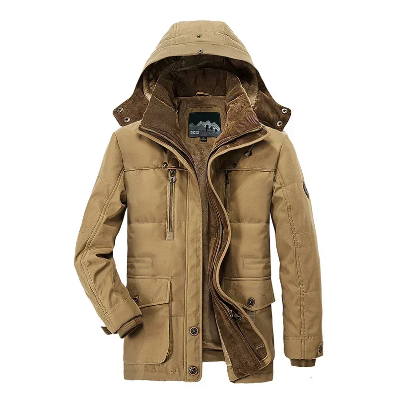 Chaqueta larga de Cachemira para hombre, parka gruesa y cálida de alta calidad, a la moda, 7XL, invierno, 2024