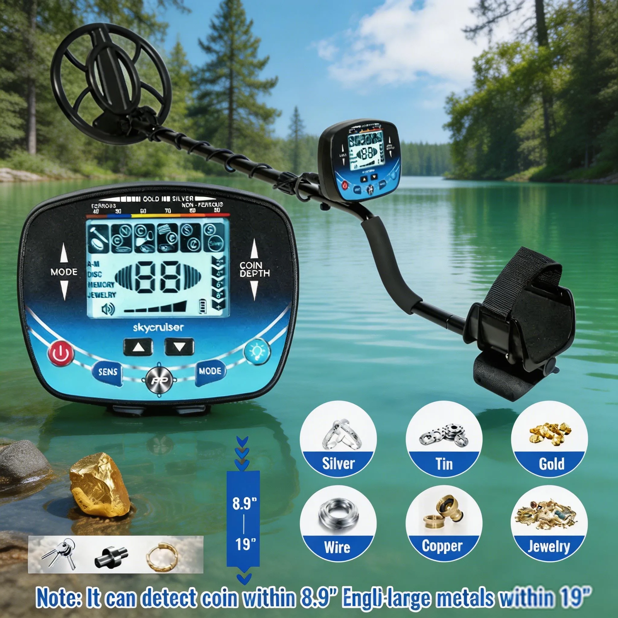 

MD910B Professional Waterproof Metal Detector, Underground Depth Gold Detector, Treasure Hunter Metal Pinpointer