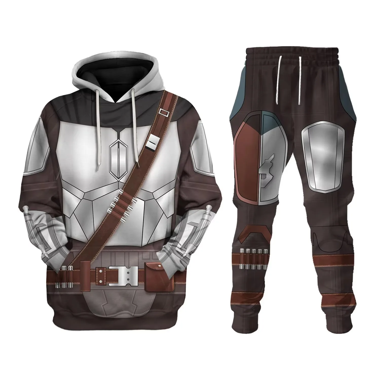 Ensemble de sweat-shirt d'hiver pour hommes, ensemble à capuche avec imprimé de motard, sweat-shirt et pantalon de survêtement pour hommes, ensemble deux pièces tendance.