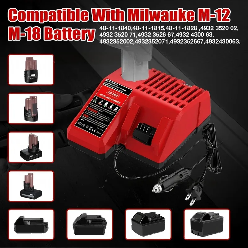 Dual-mode Fast-charging Station with Cigarette Lighter Plug for Milwaukee 12/18V for DL 20/60V Li-ion Batteries for Outdoor Use