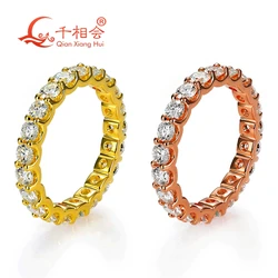 yellow rose gold  0.1ct 3mm round white moissanite Eternity Band Customizable Specifications 925 Silver Jewelry Rings Engagement