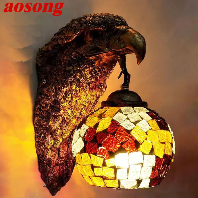 

AOSONG Contemporary Eagle Wall Lamp Personalized And Creative Living Room Bedroom Hallway Bar Decoration Light