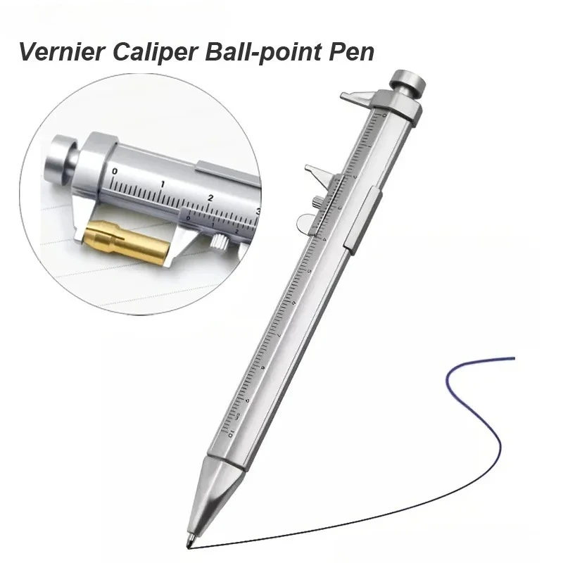 Vernier Caliper Pen Metric MM Ballpoint Stationery Blue Black Refill Student Plastic Measure Piston Tool Micrometer Ruler 100mm