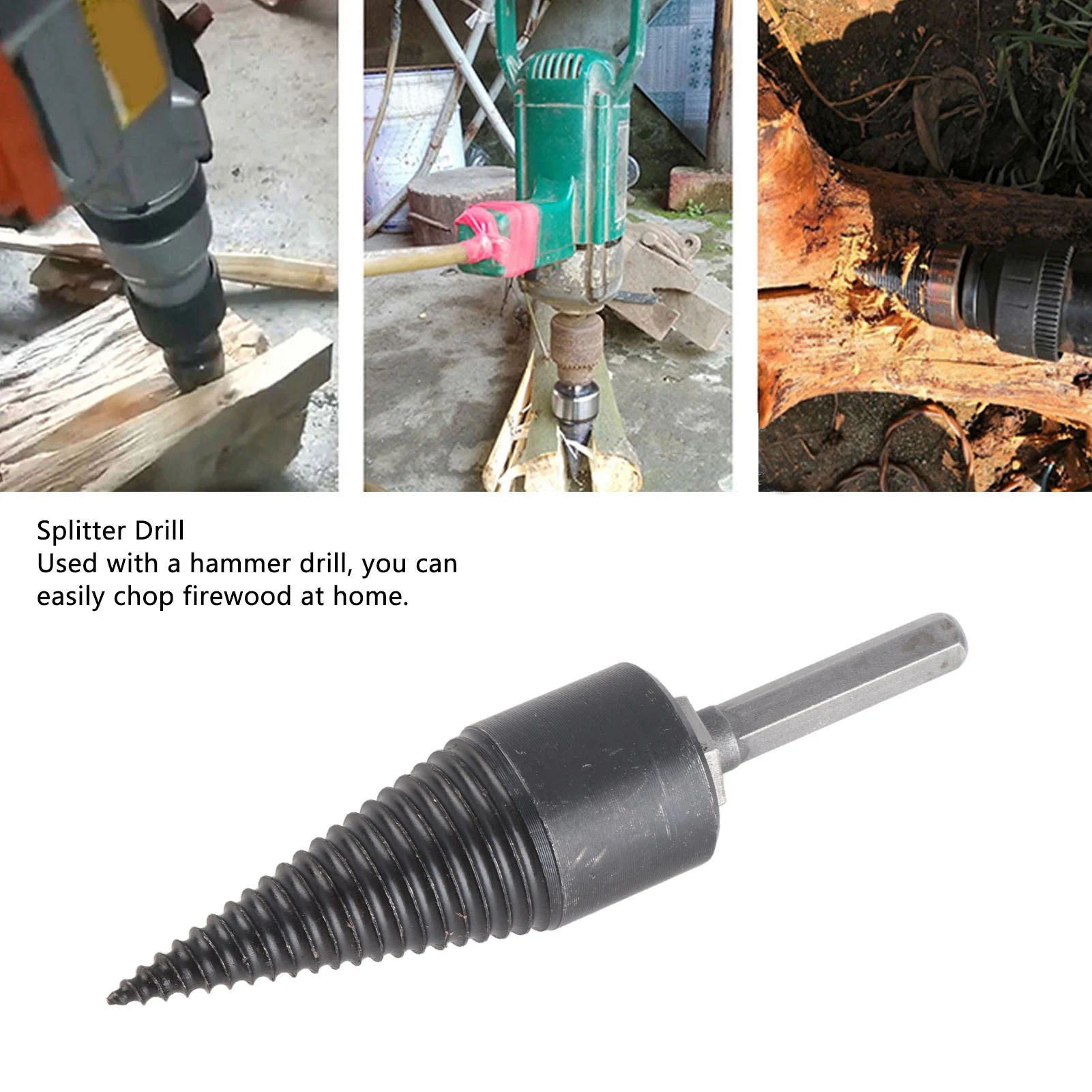 木材分割用ドリルビット六角シャンクヘビーデューティー穴あけ分割ツール丸太薪用