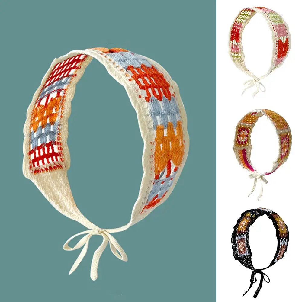 

Diy Braided Hair Bands Bandanas Ethnic Style Crochet Headband Colorful Weaving Wide Hairbands Women Elastic Head Bands