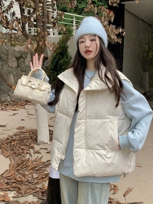 

plus Size Lazy Style Vest Cotton Jacket Winter New Loose Slimming Design Warmth Women's Fashion Outerwear Korean Loose Fit