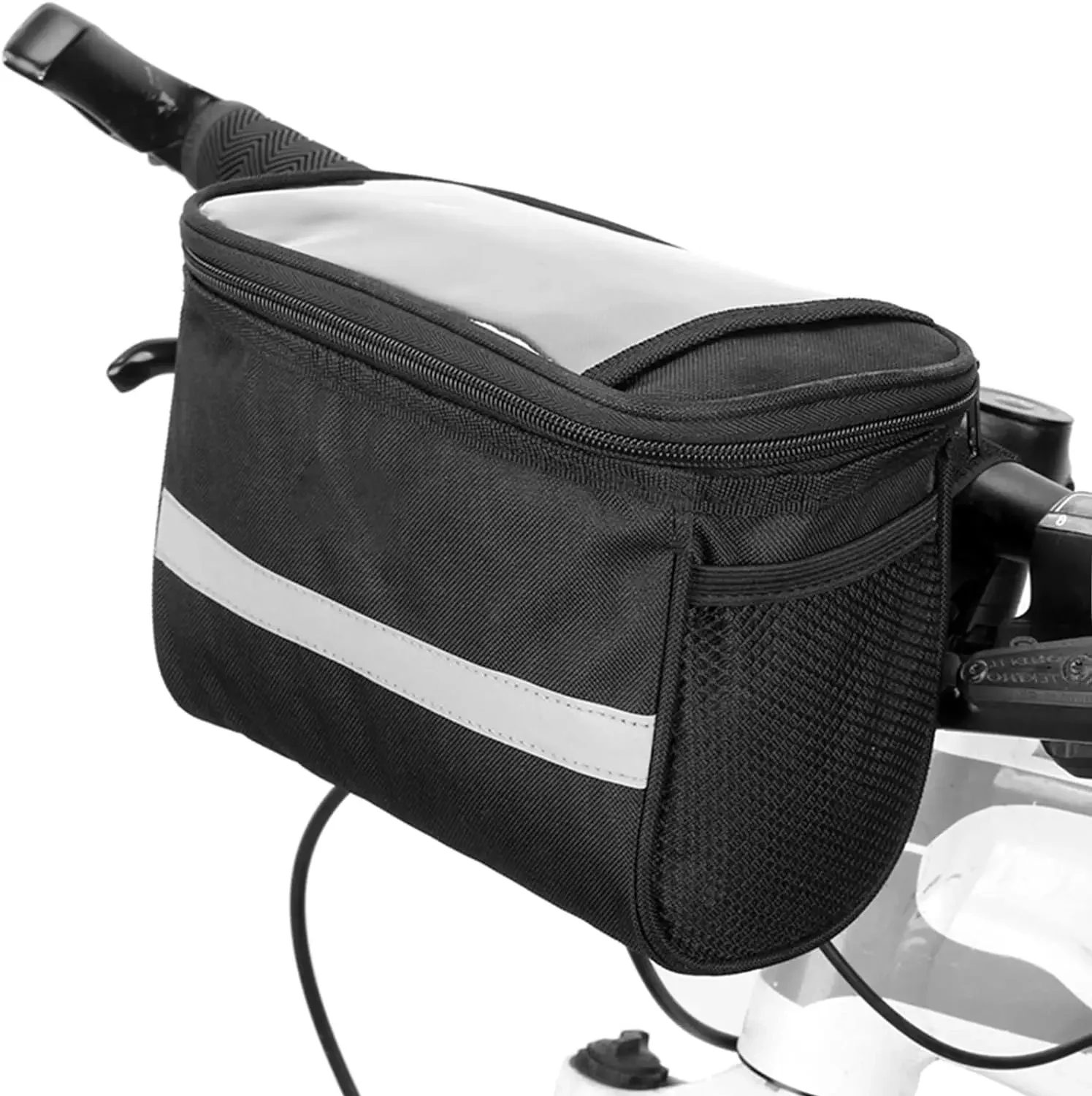 Bicycle Basket Bike Front Bicycle Insulated Front Bag MTB Bike Handlebar Bag Basket Pannier Cooler Bag with Reflective Strip