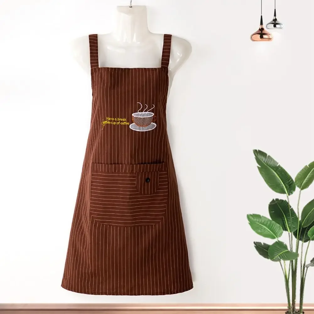 

Простой модный полосатый фартук без рукавов из полиэстера и хлопка, кухонный фартук с блокировкой масла для приготовления пищи, женский комбинезон-помощник кофейни