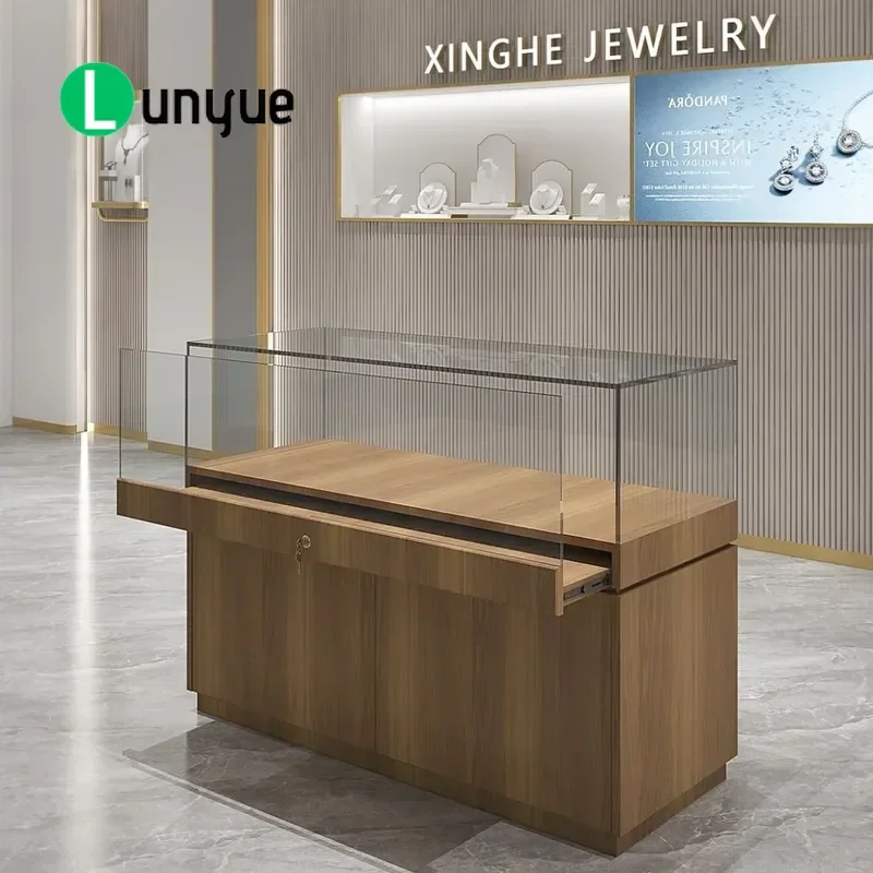 Glass Display Cabinet Jewelry Counter Showcase for Shopping Mall Museum Sample Exhibition Cultural Relics Booth Furniture