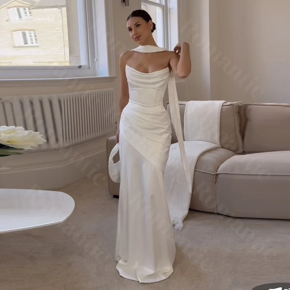 فستان زفاف رومانسي حورية البحر مخصص على شكل قلب من الساتان بدون أكتاف بدون ظهر 2025 فستان عروس بدون ظهر Vestido De Noiva
