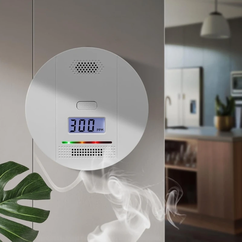 Máy dò rò rỉ khí CO có báo khói Hoạt động đơn giản Máy kiểm tra carbon Monoxide Máy đo nồng độ CO Chất liệu ABS