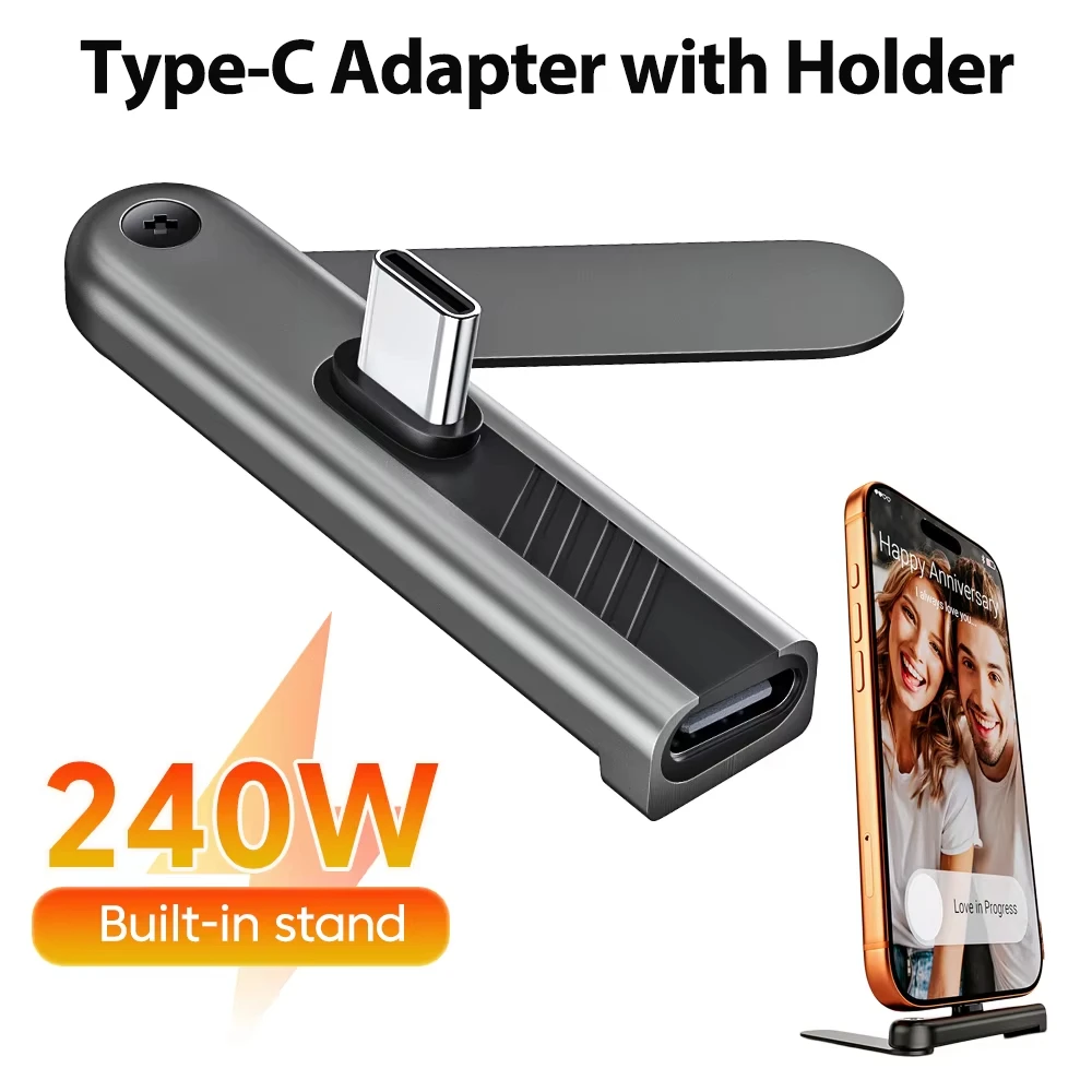 

1/2/3PCS 240W Fast Charging Phone Stand Type C Male to Female Adapters Phone Bracket OTG For iphone 15 16 17 Xiaomi Samsung