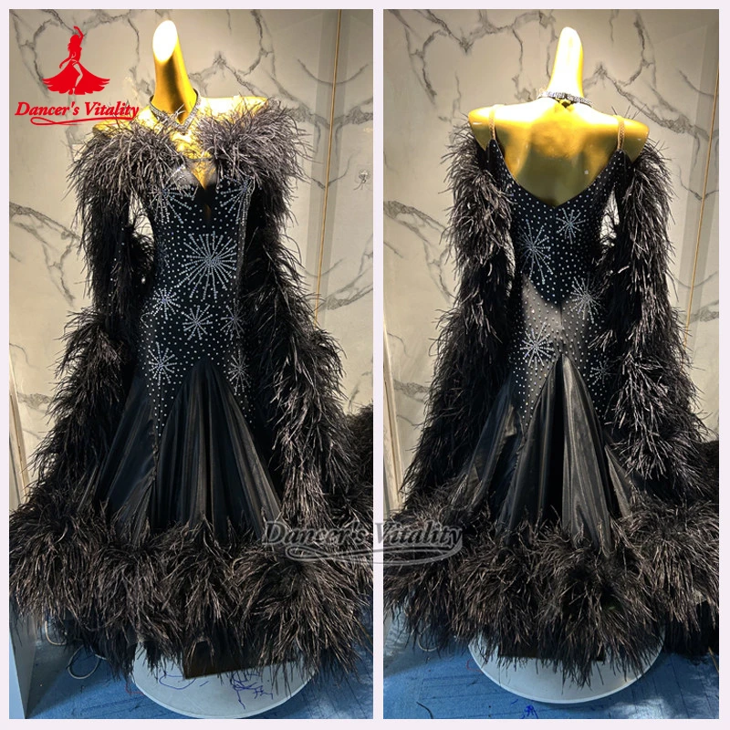 

Luxury Viennese Waltz Professional Elegant Dress with Necklace Ballroom Dance Contest&Perform Outfit Customize Dancer's Vitality